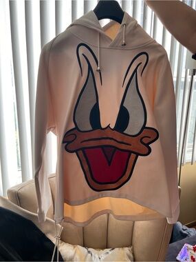 Bobby Abley Men’s Cream Hoodie with Graphic Duck Face
